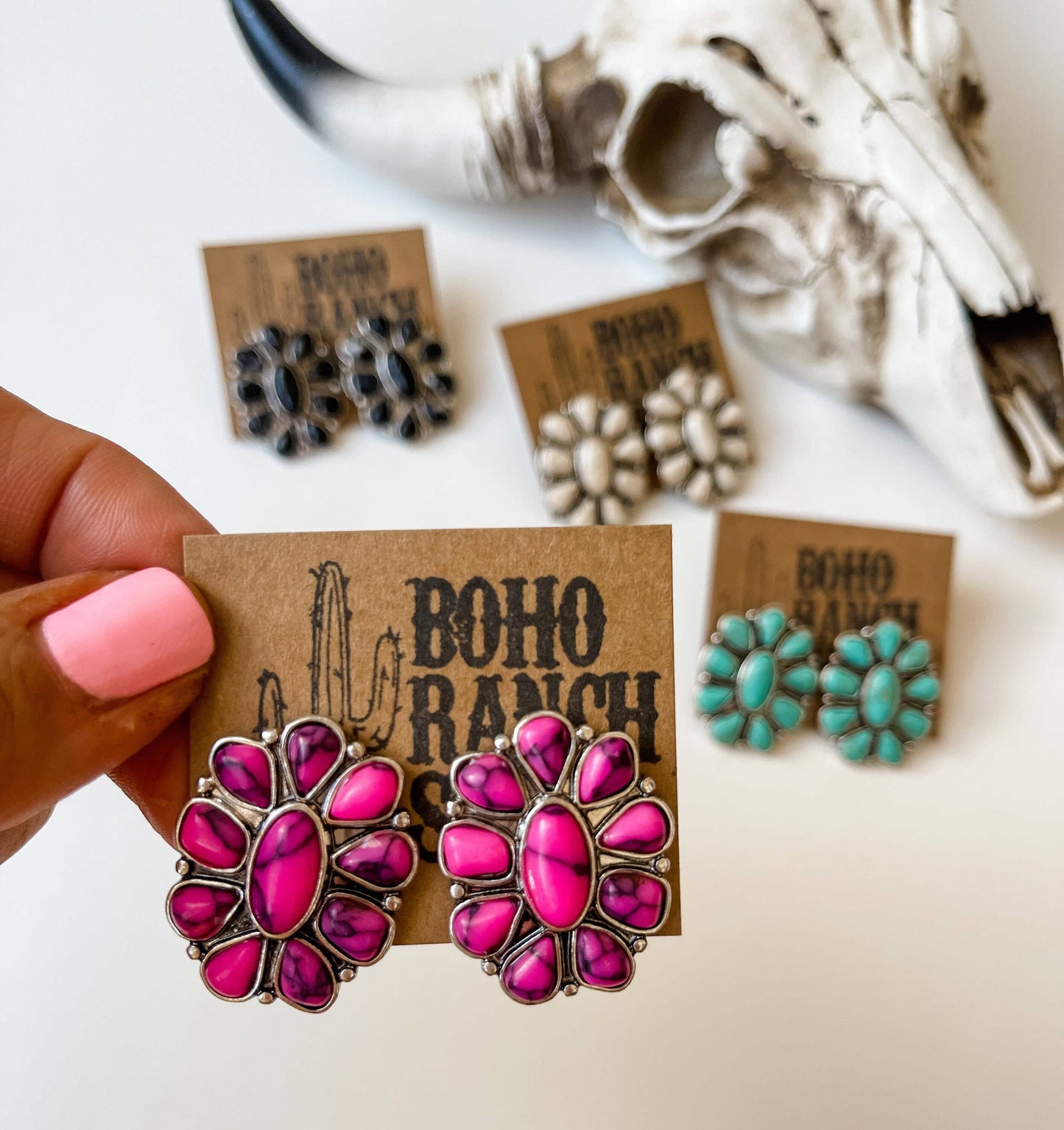 Conch Stone Studs Earrings