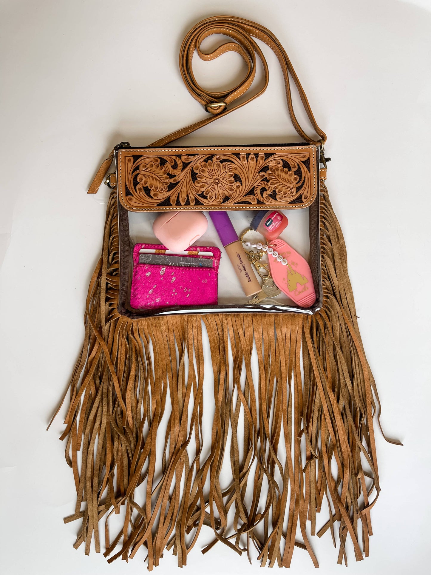 Hand Tooled Clear Purse Crossbody