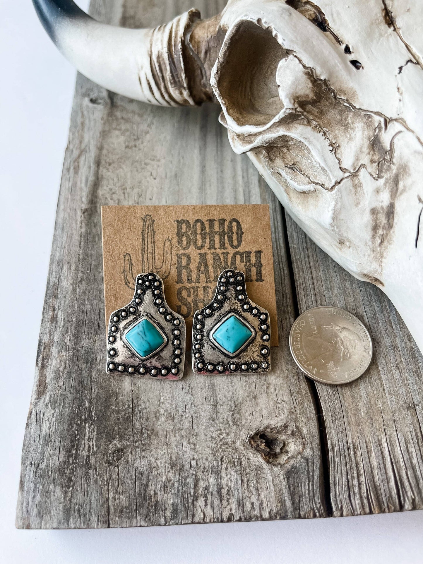 Ear Tag Stone Stud Earrings