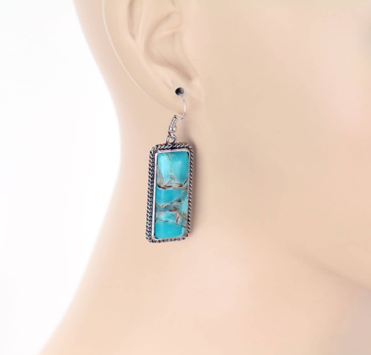 Rectangle Stone Dangle Earrings
