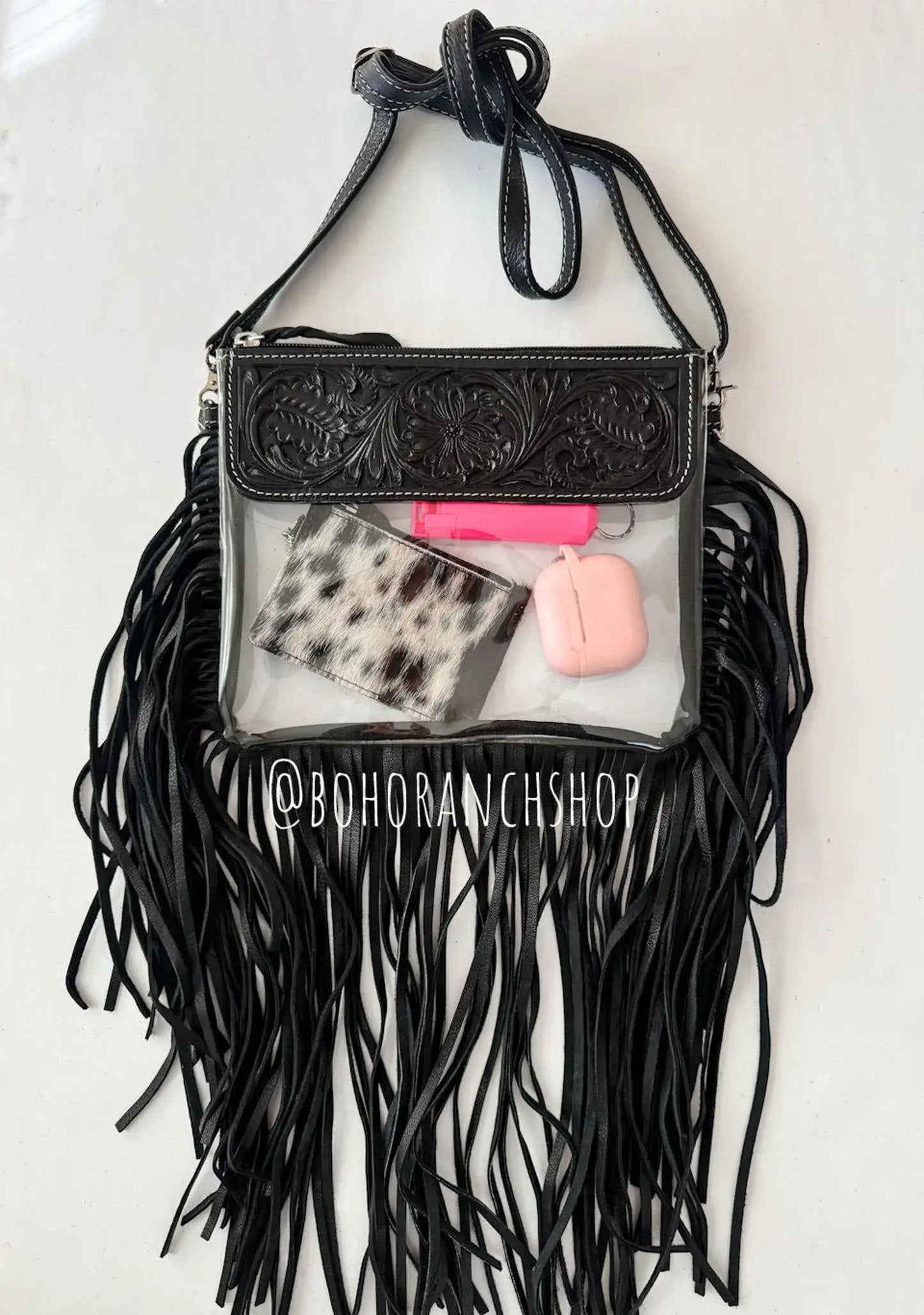 Hand Tooled Clear Purse Crossbody