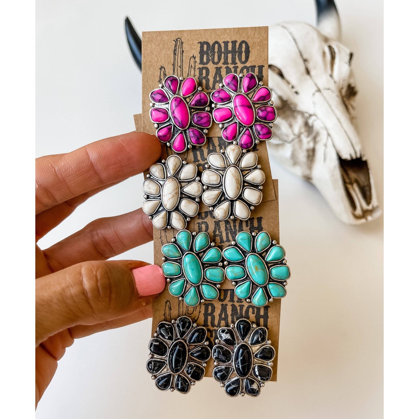Conch Stone Studs Earrings