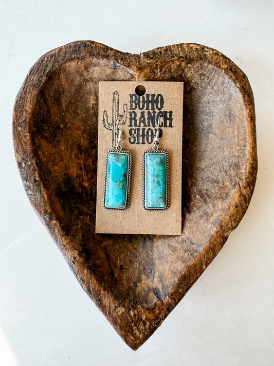 Rectangle Stone Dangle Earrings