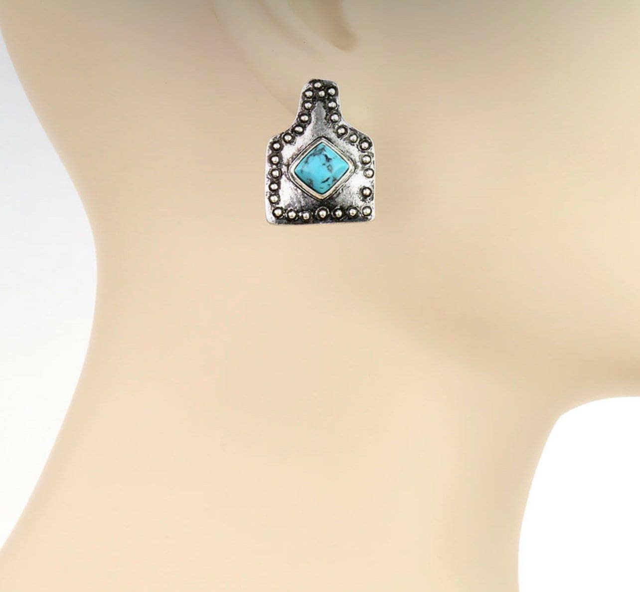 Ear Tag Stone Stud Earrings