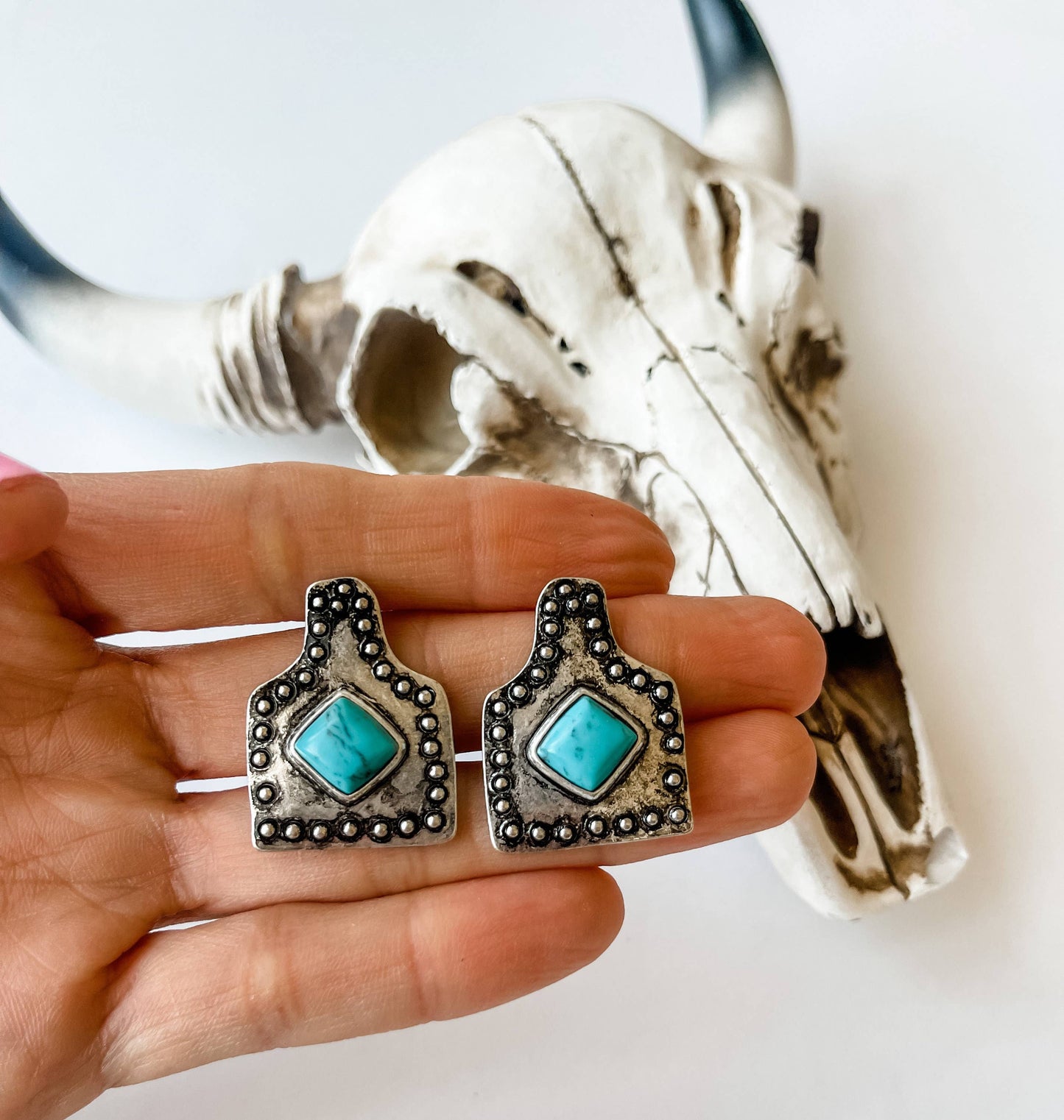Ear Tag Stone Stud Earrings