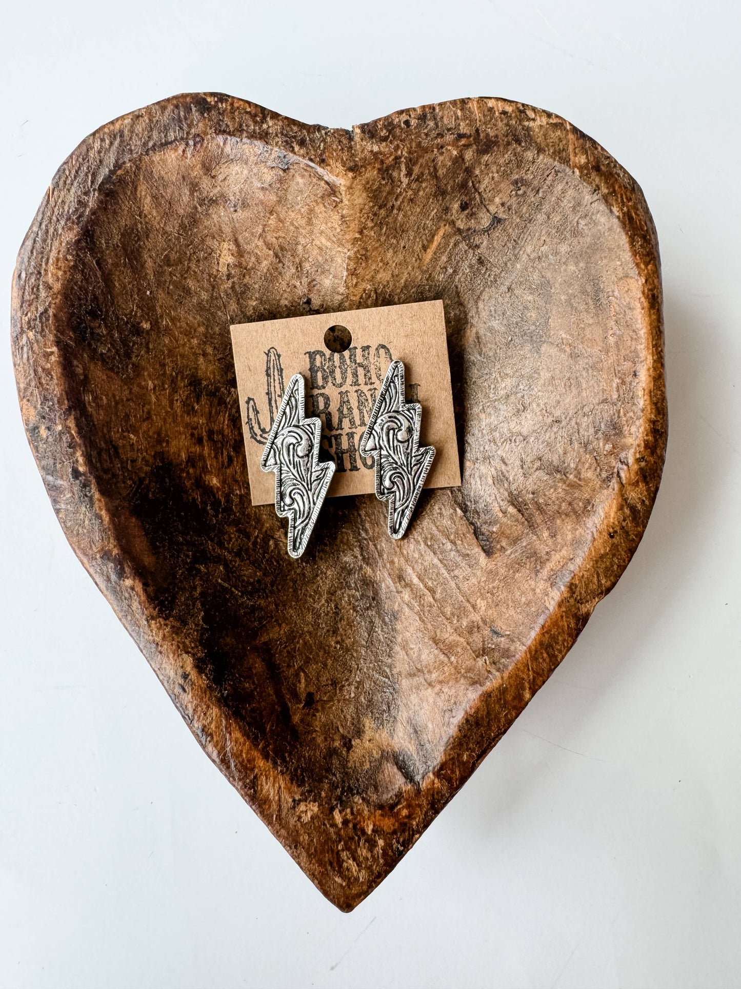 Western Floral Casting Lightning Bolt Thunder Stud Earrings