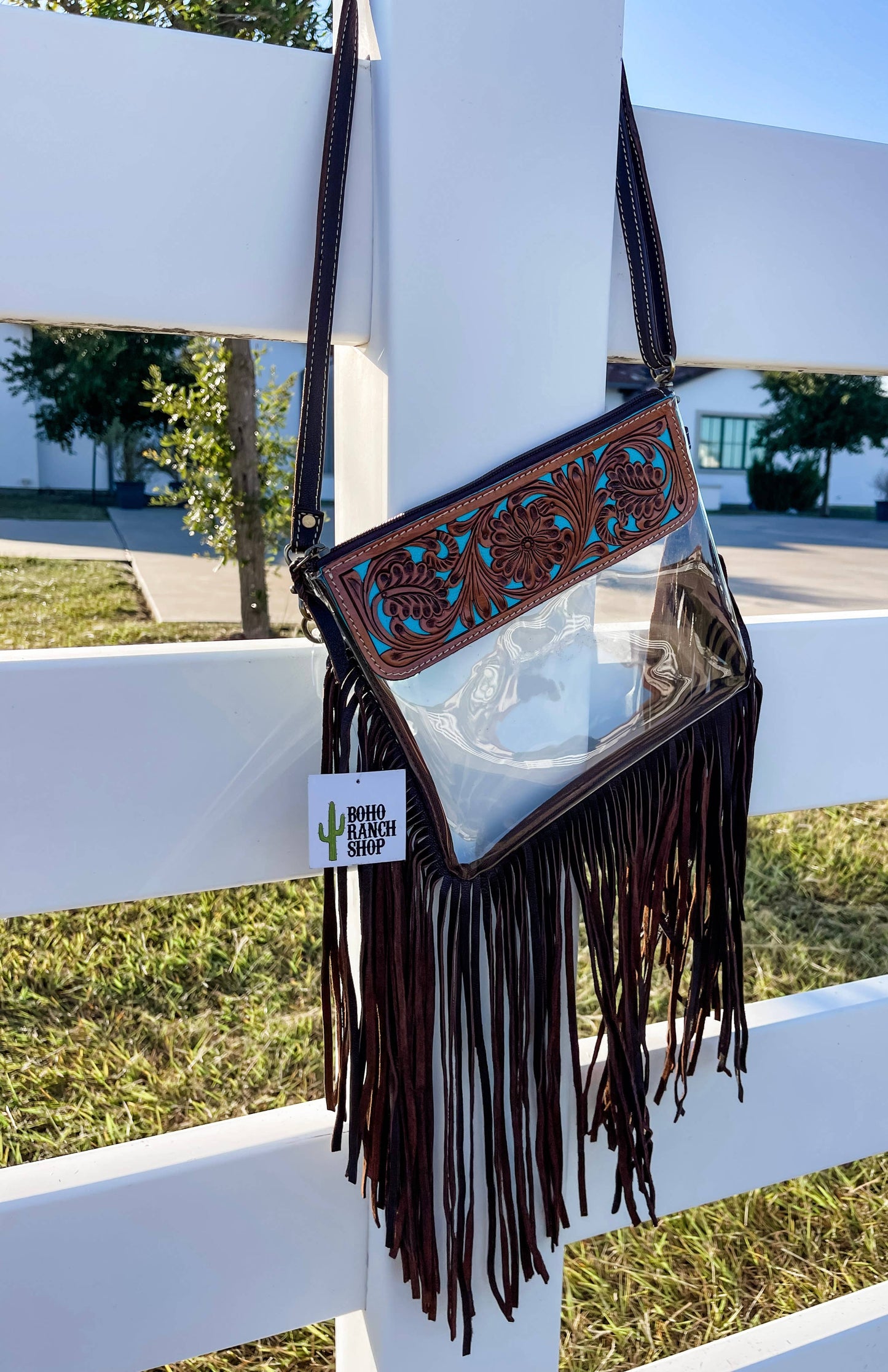 Hand Tooled Clear Purse Crossbody