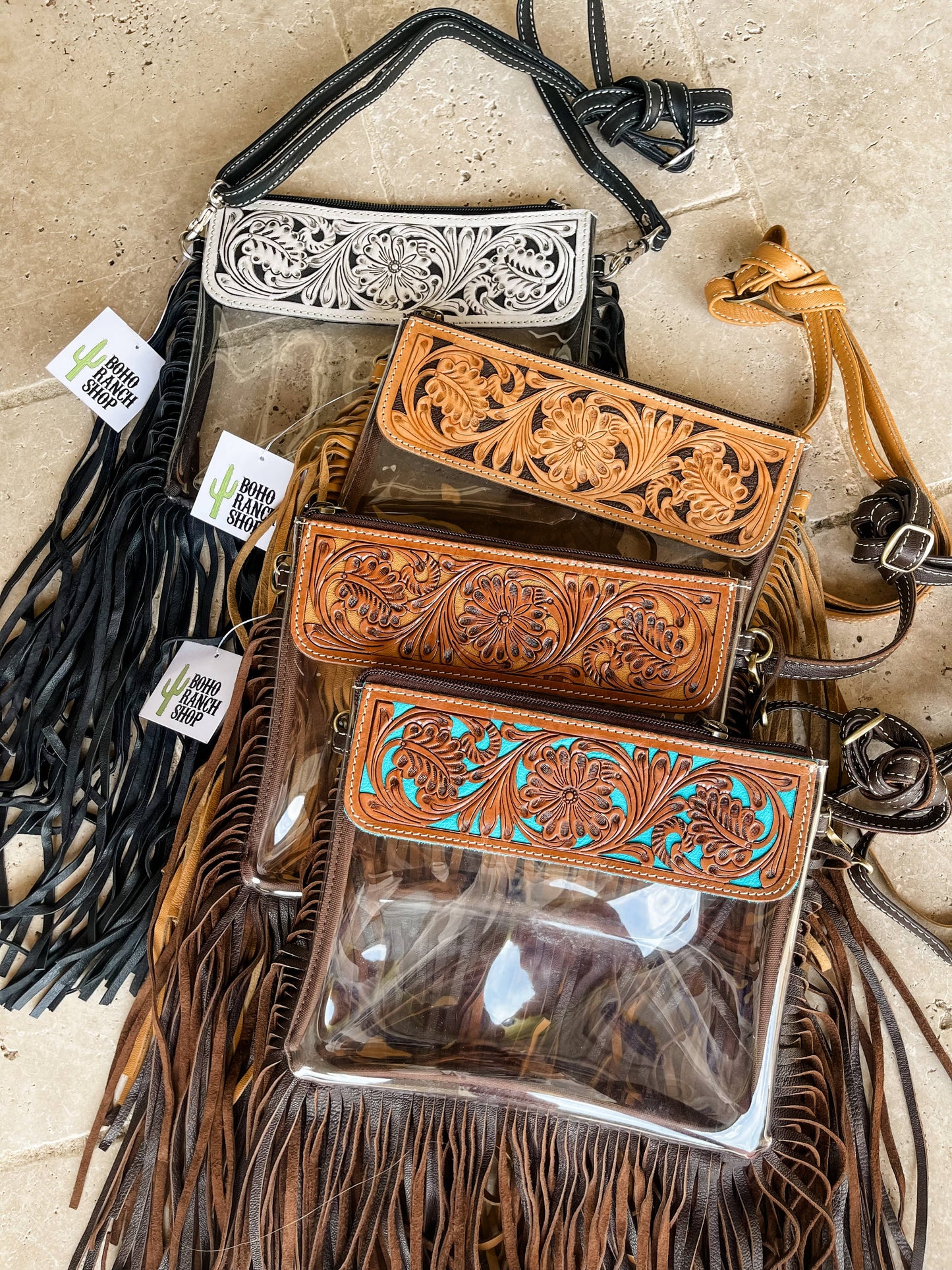 Hand Tooled Clear Purse Crossbody
