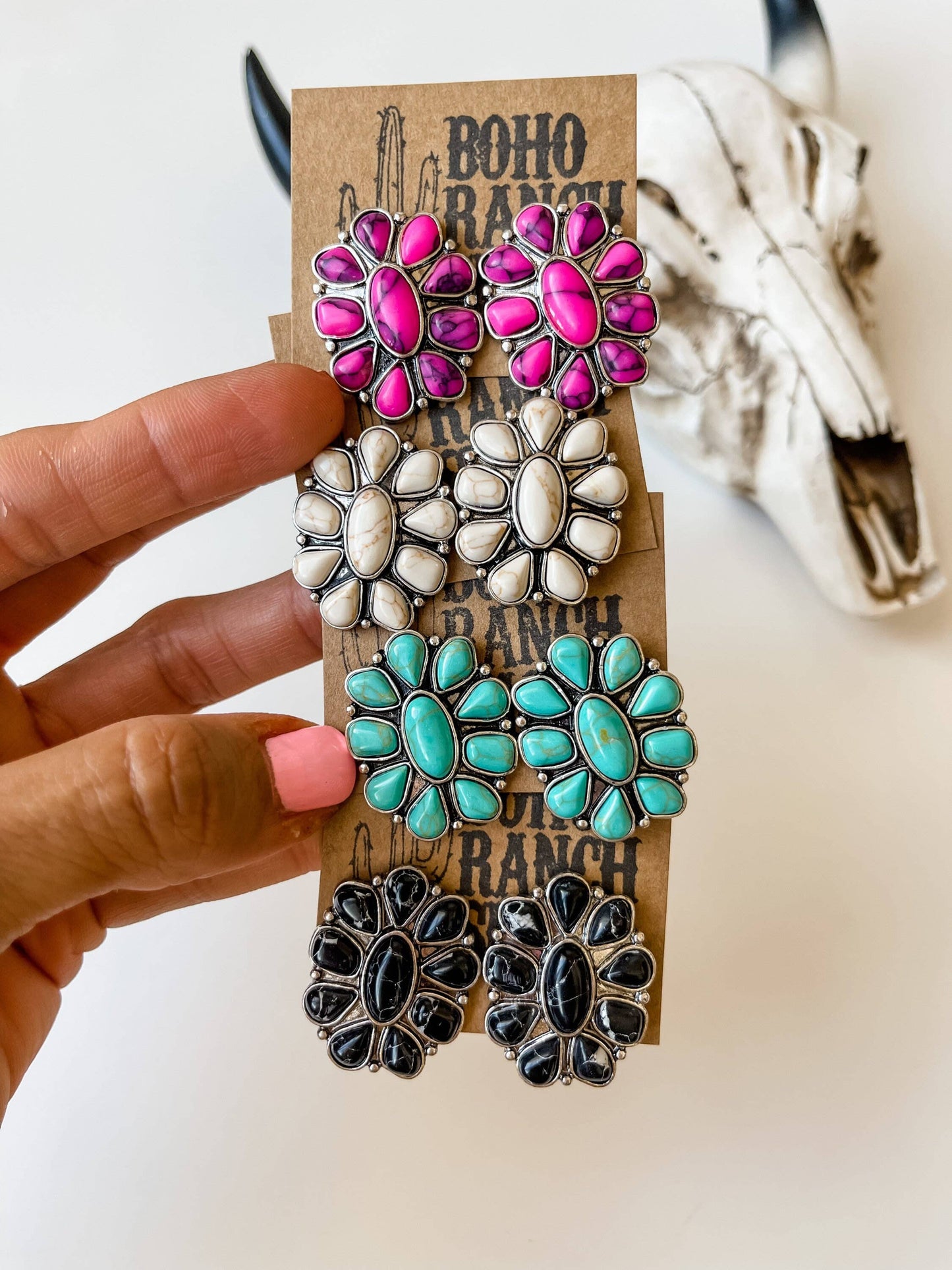 Conch Stone Studs Earrings