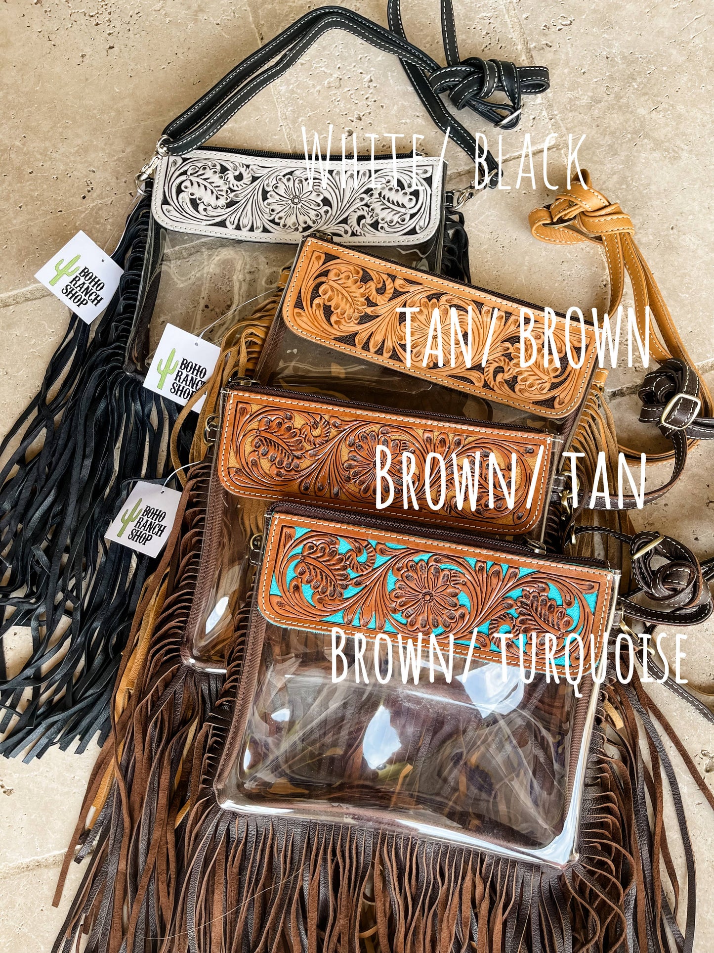 Hand Tooled Clear Purse Crossbody