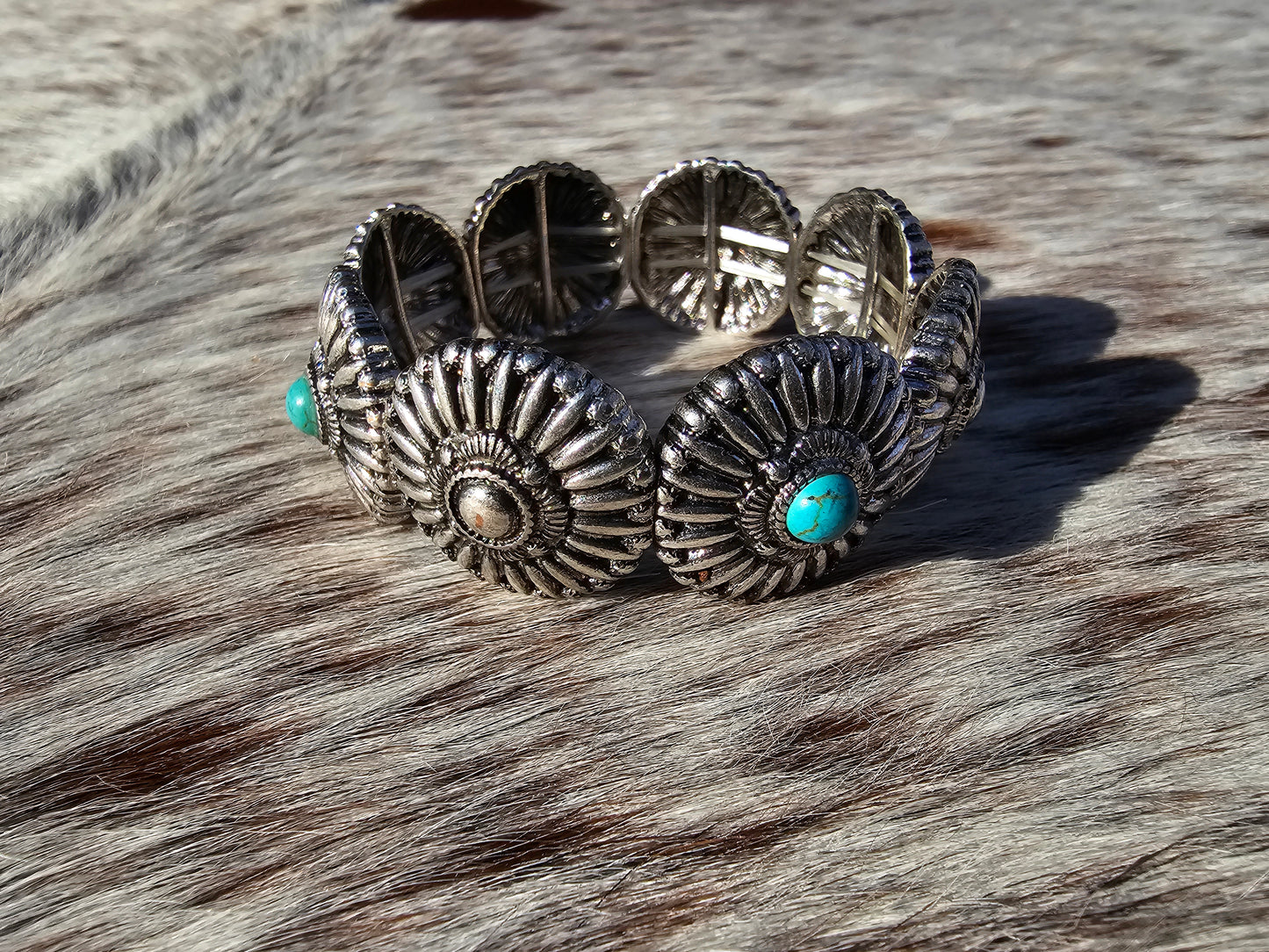 Silver Concho Stretch Bracelet