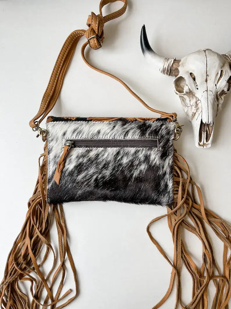 THE Cassie Tooled Leather Cowhide Crossbody