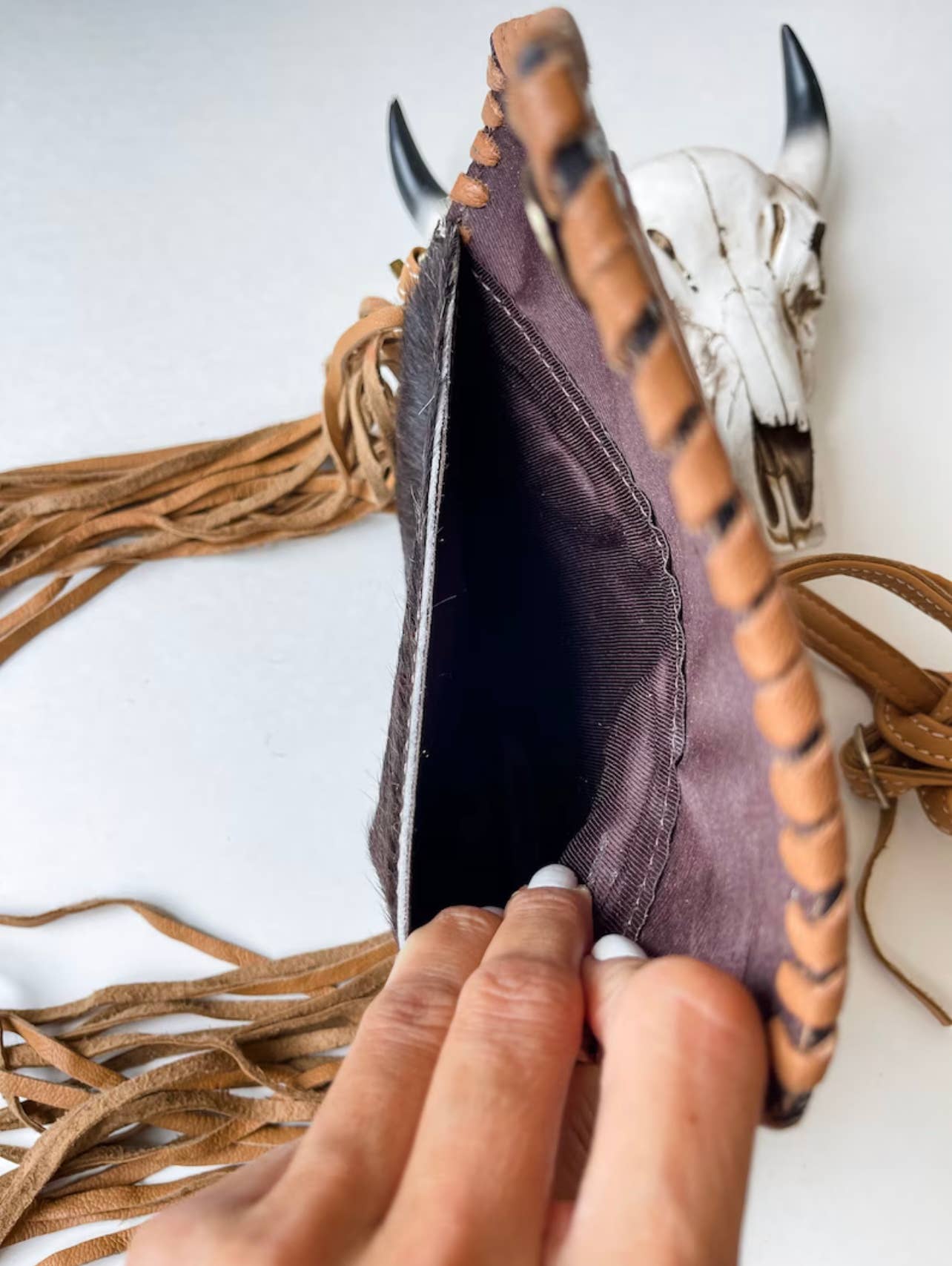 THE Cassie Tooled Leather Cowhide Crossbody