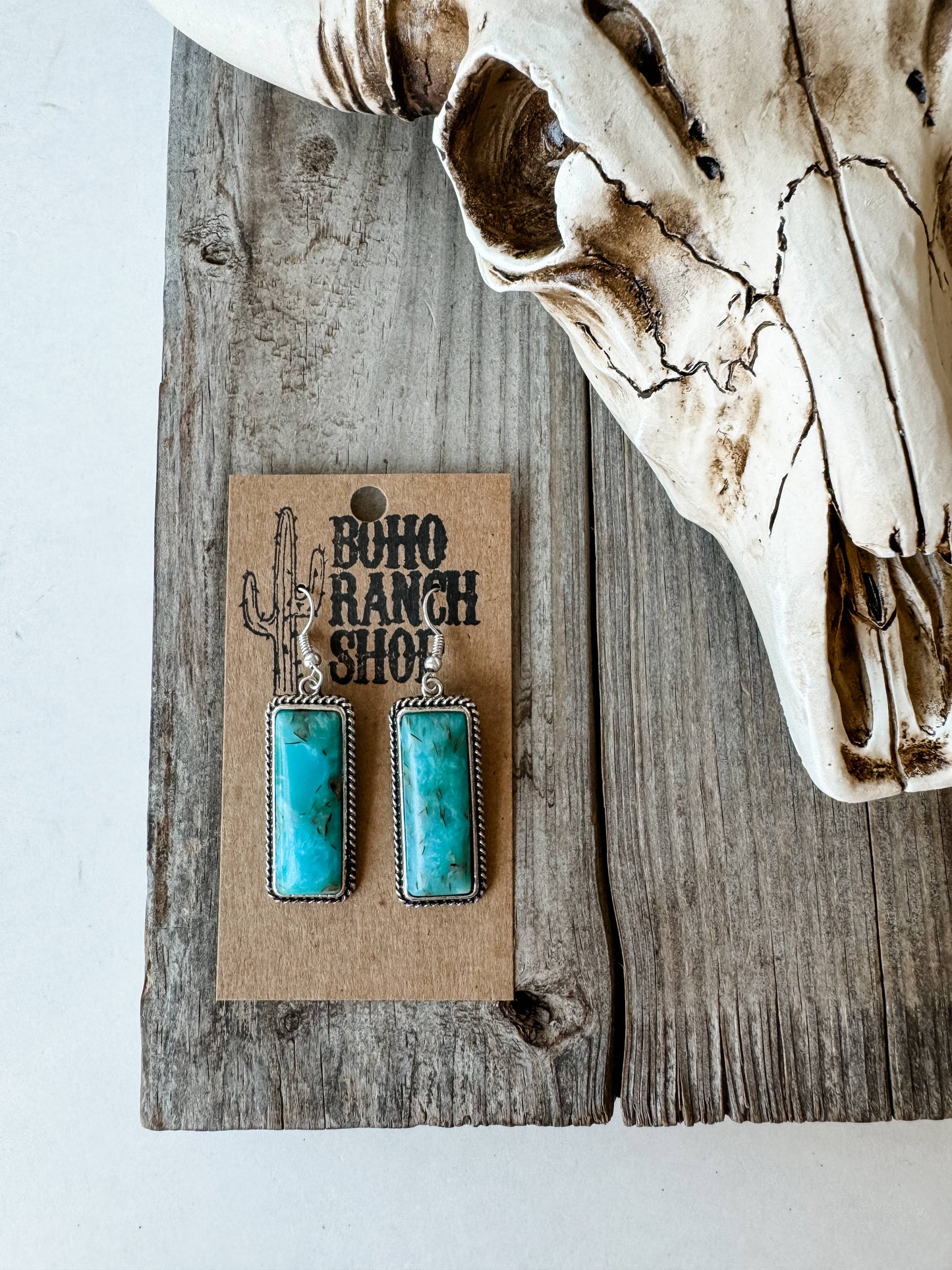 Rectangle Stone Dangle Earrings