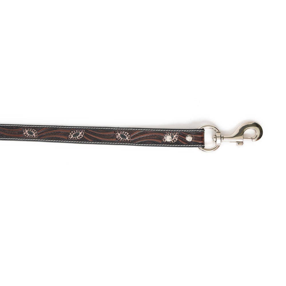 Floral Dog Leash In Dark Brown