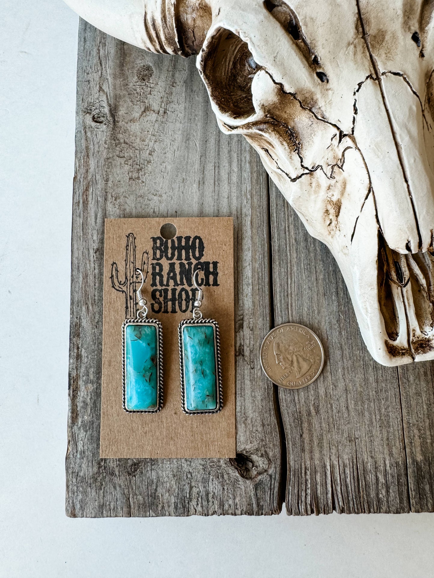 Rectangle Stone Dangle Earrings
