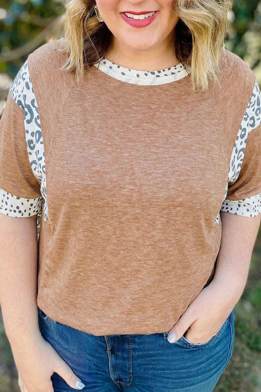 Animal Color Block Patchwork Plus Size Tee