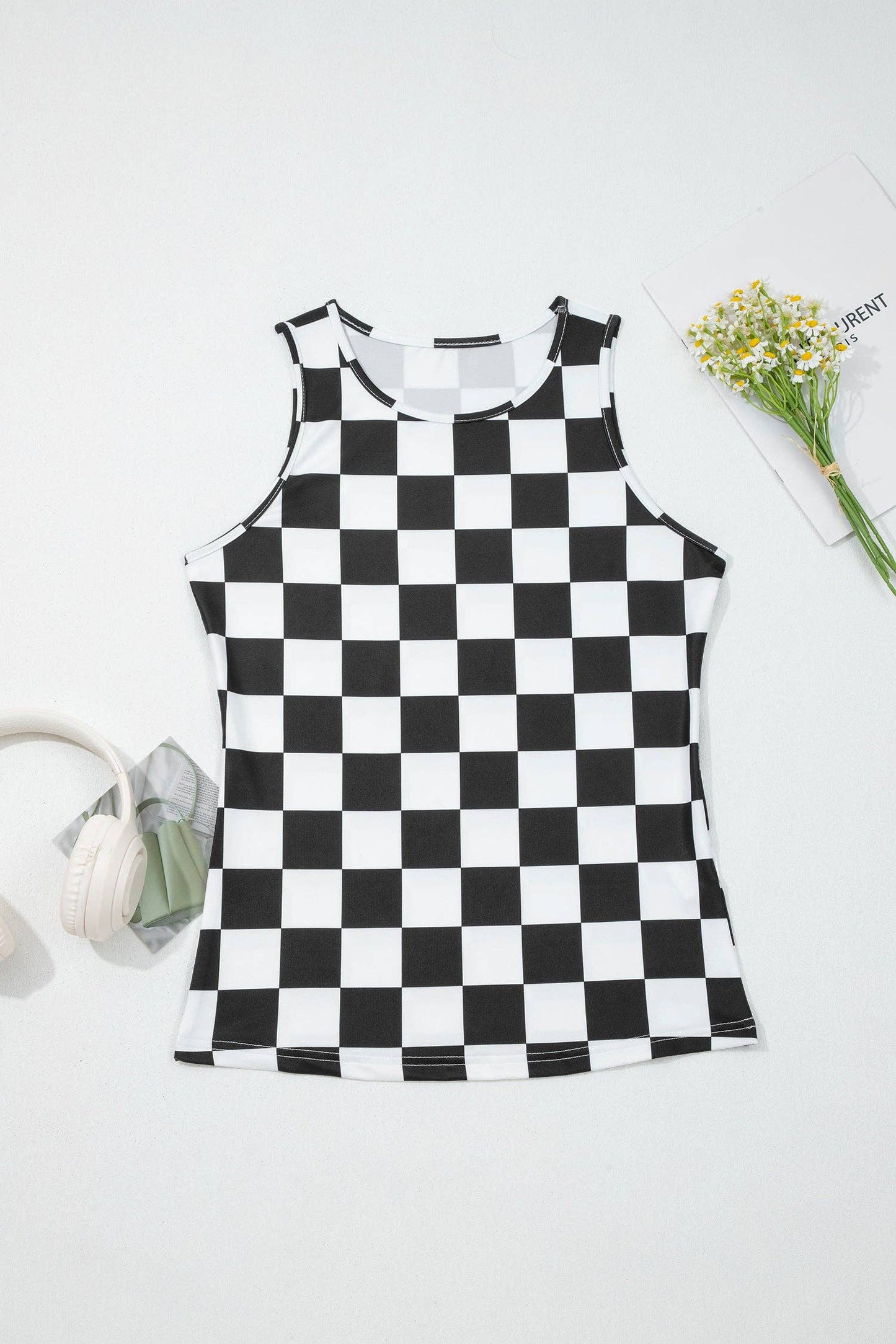 Checker Print Tank Top