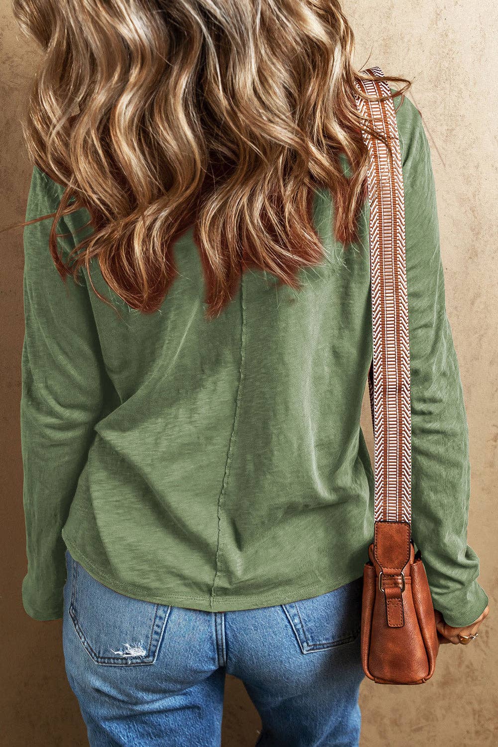 V Neck Long Sleeve Raw Edge Shirt