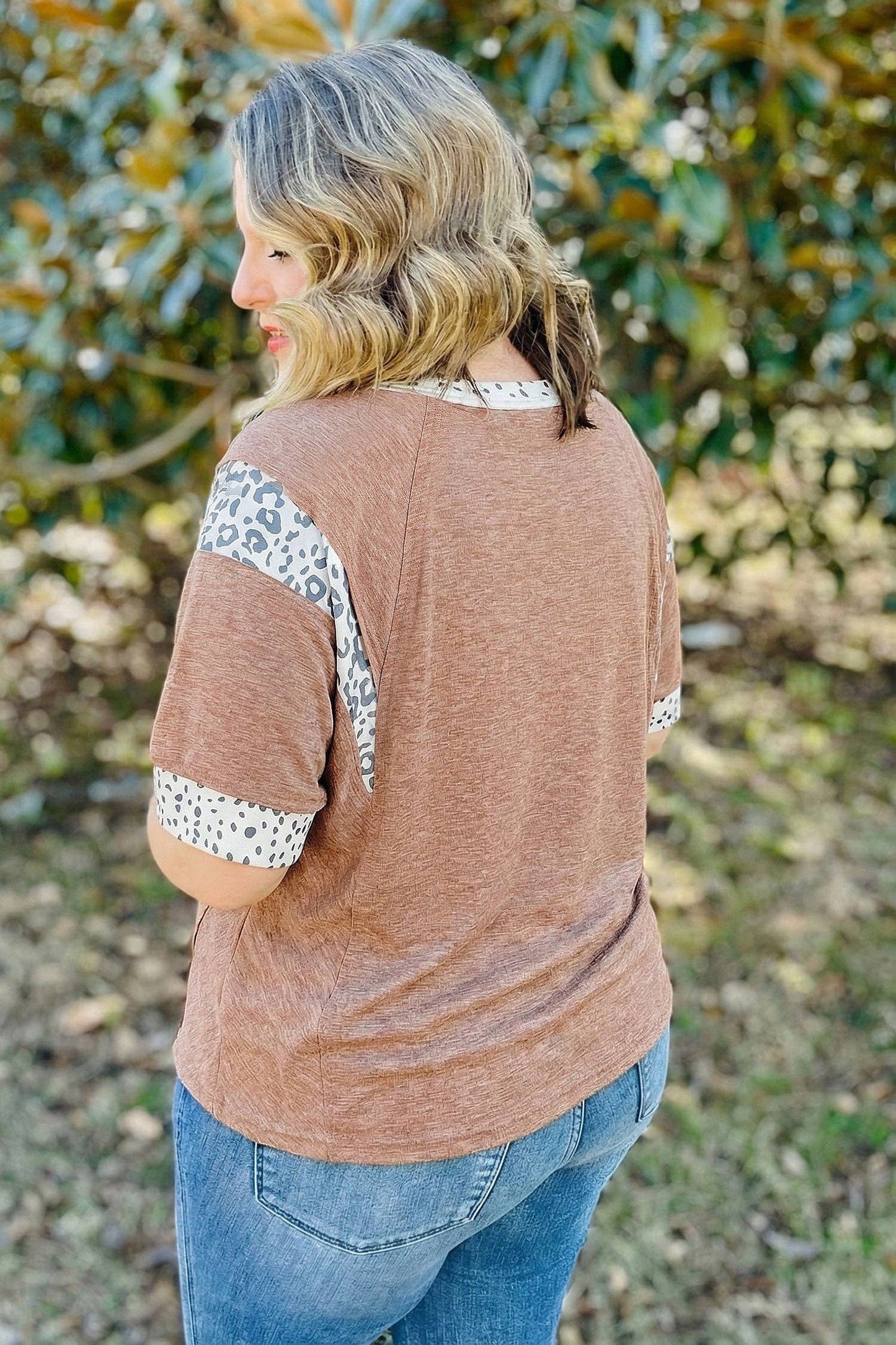 Animal Color Block Patchwork Plus Size Tee