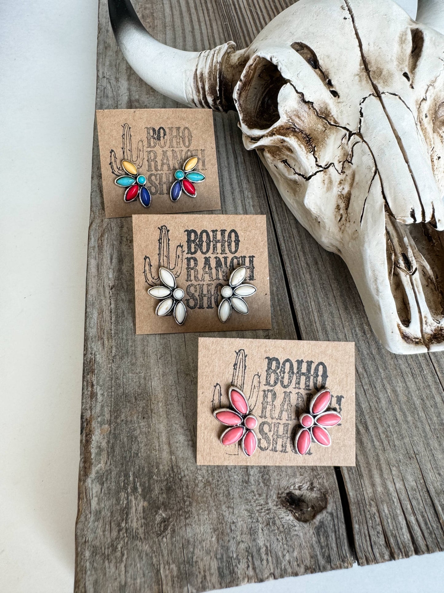 Western Style Stone Stud Earrings