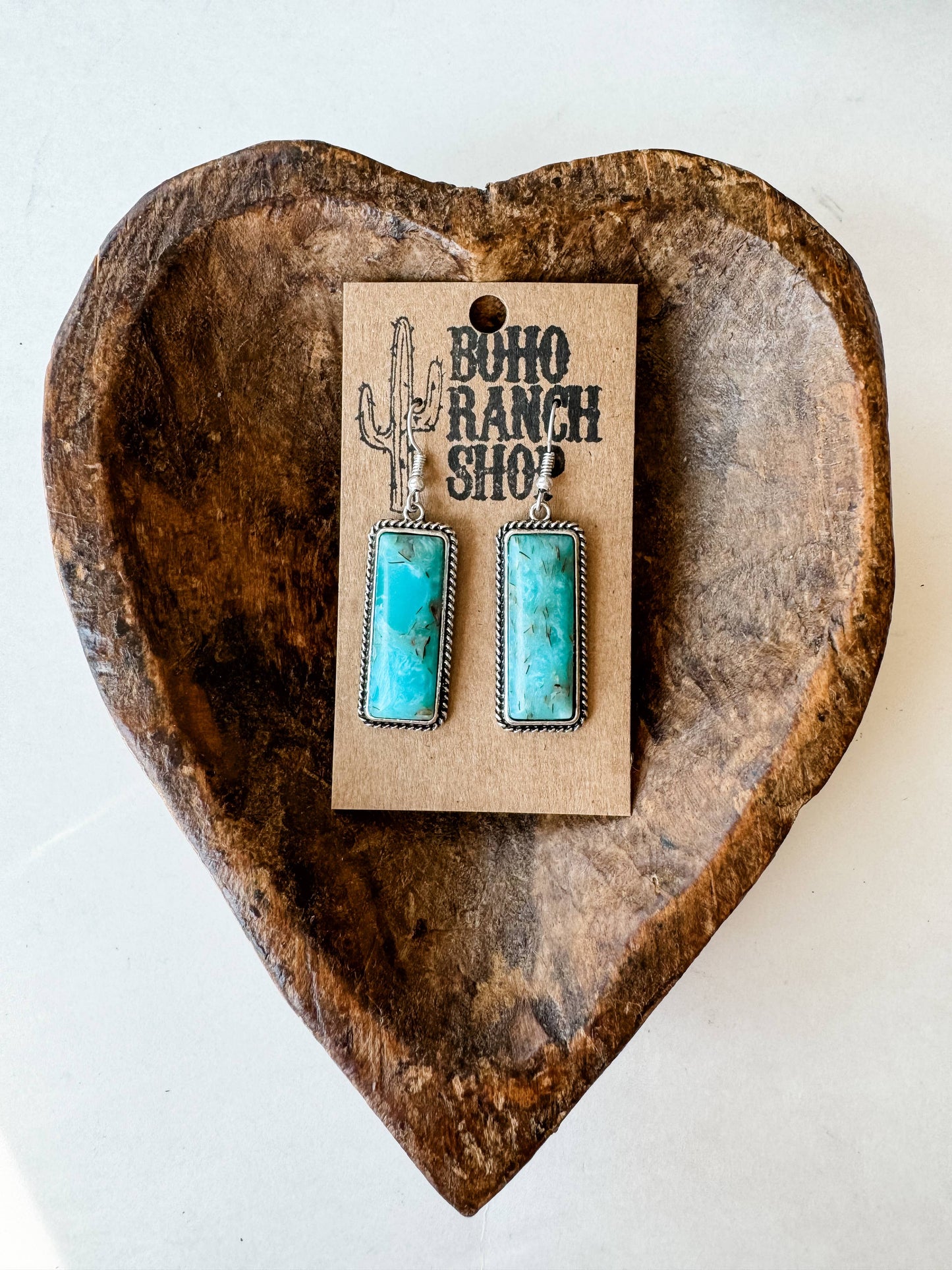 Rectangle Stone Dangle Earrings