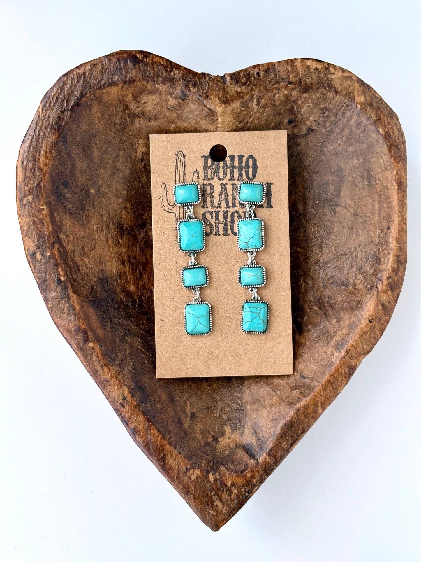 4 Tier Western Style Stone Drop Earrings