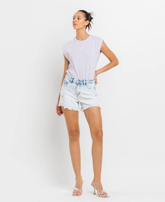 High Rise Distressed Shorts