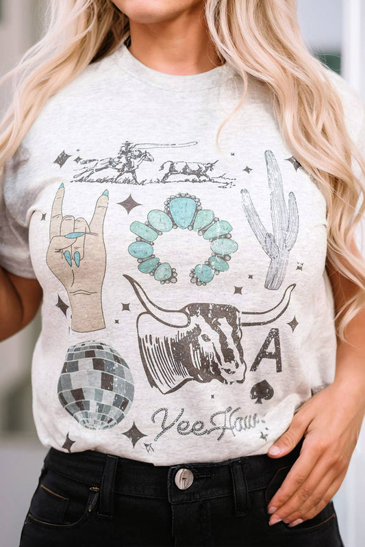 Plus Size Western Print Fashion Tee