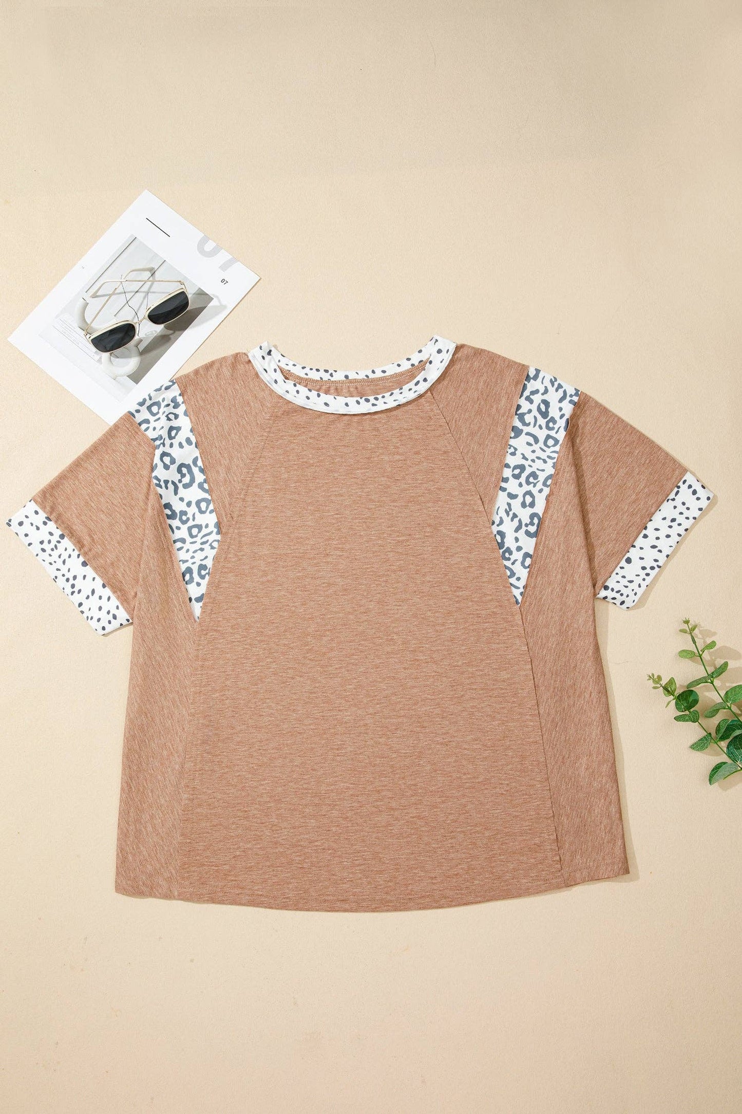 Animal Color Block Patchwork Plus Size Tee