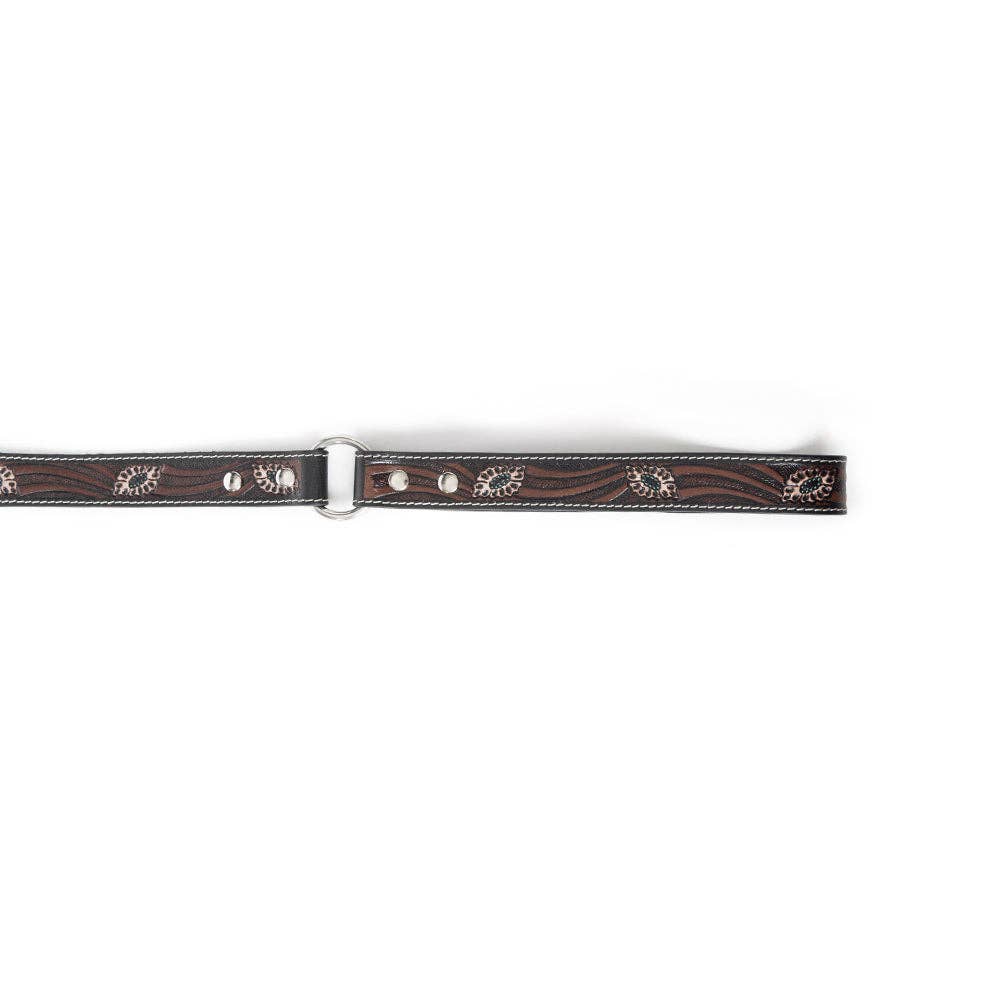 Floral Dog Leash In Dark Brown