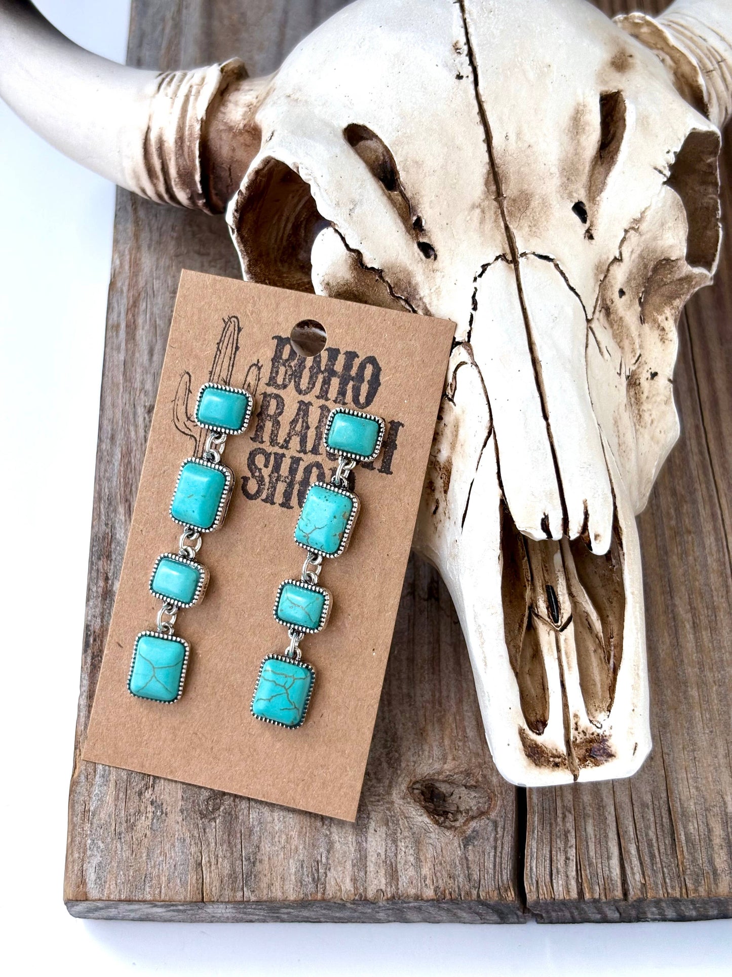 4 Tier Western Style Stone Drop Earrings