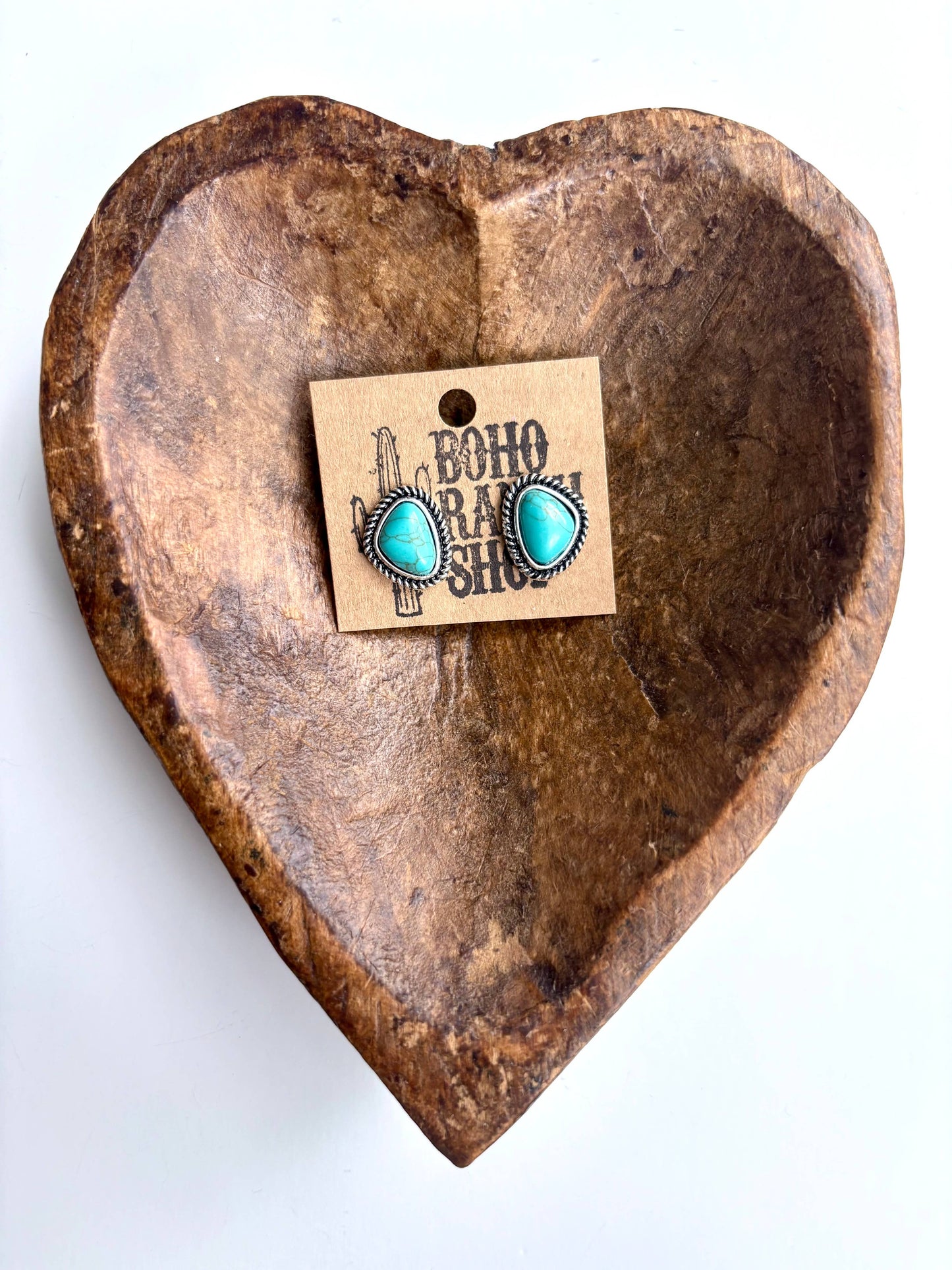 Western Concho Turquoise Stone Stud Earrings