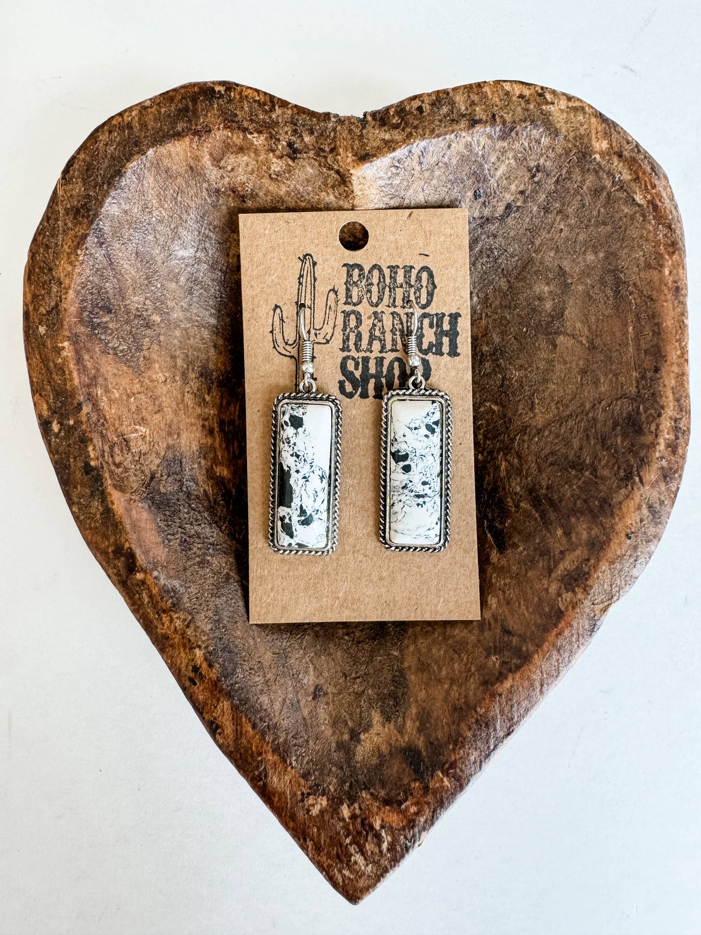 Rectangle Stone Dangle Earrings