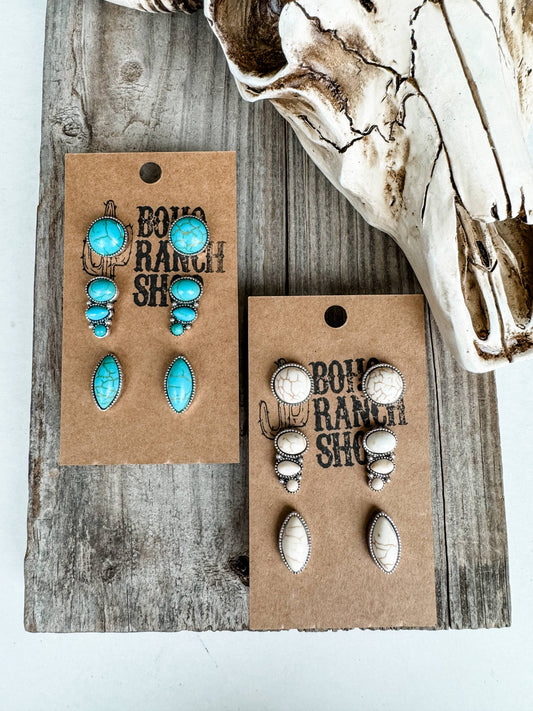 3 Pair Western Earring Set 