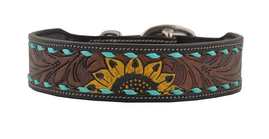 Scenic Hand-Tooled Leather Dog Collar