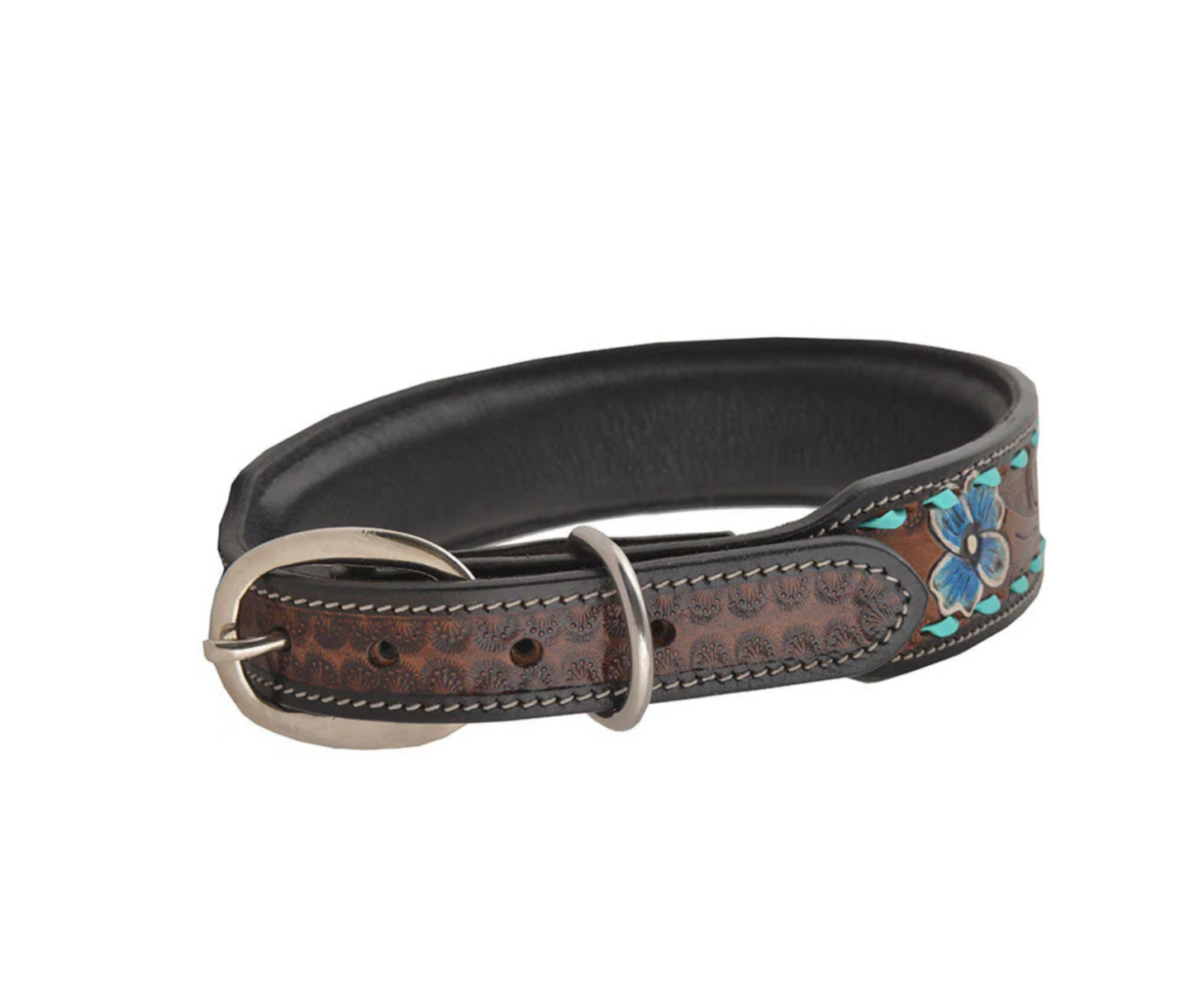 Scenic Hand-Tooled Leather Dog Collar